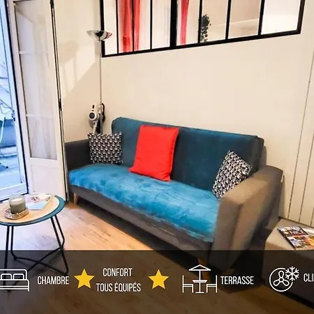 T1 Centre - Ideal Couple & Amis - Confort - Wifi - Calme - Climatisation - Coin Terrasse Apartament *